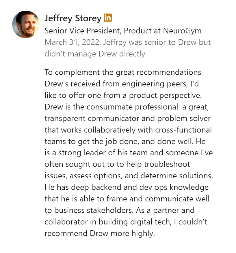 Jeff Storey Testimonial